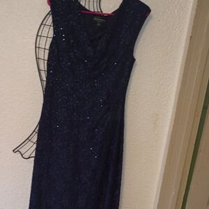 Vintage Y2K Sequins Long Lace Maxi Gown Dress Formal 8 M